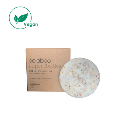 Een Oolaboo body bar, zeep voor het lichaam, vegan.