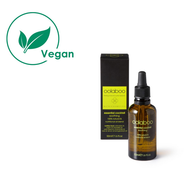 Oolaboo essential cocktail, een essentiële olie met verzachtende, kalmerende en weerstand verhogende eigenschappen, vegan.