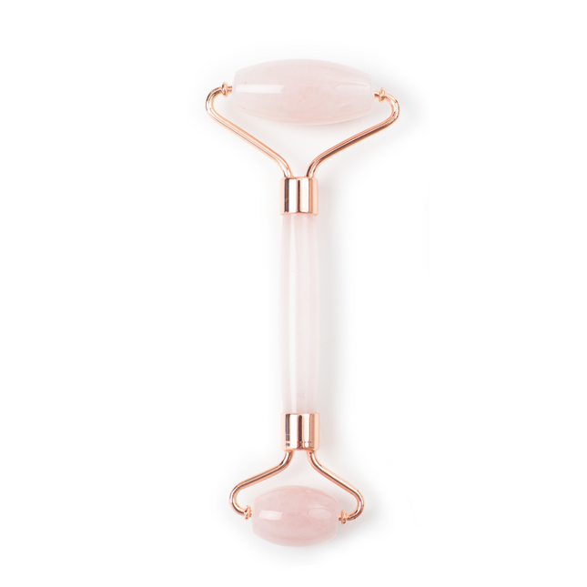 Oolaboo gemstone beauty roller in rose quartz.