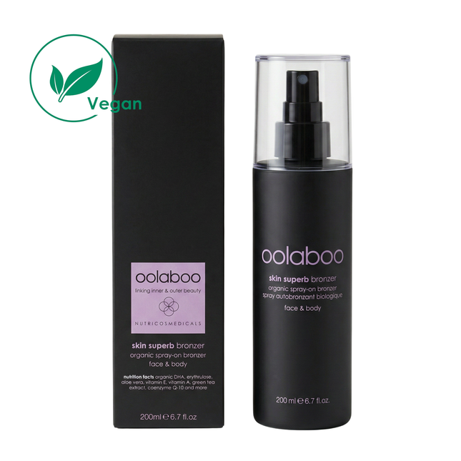 Een biologische bruiningsspray, &nbsp;een veilig alternatief voor bruining zonder de gevaren van uv-stralen. Met natuurlijke ingrediënten, waaronder een ultra-pure organische bronzer, DHA, en een extra bronzer, Erythrulose, voor een langdurige teint. Geschikt voor elk huidtype en elke huidskleur. De bronzer bevat geen drijfgas.