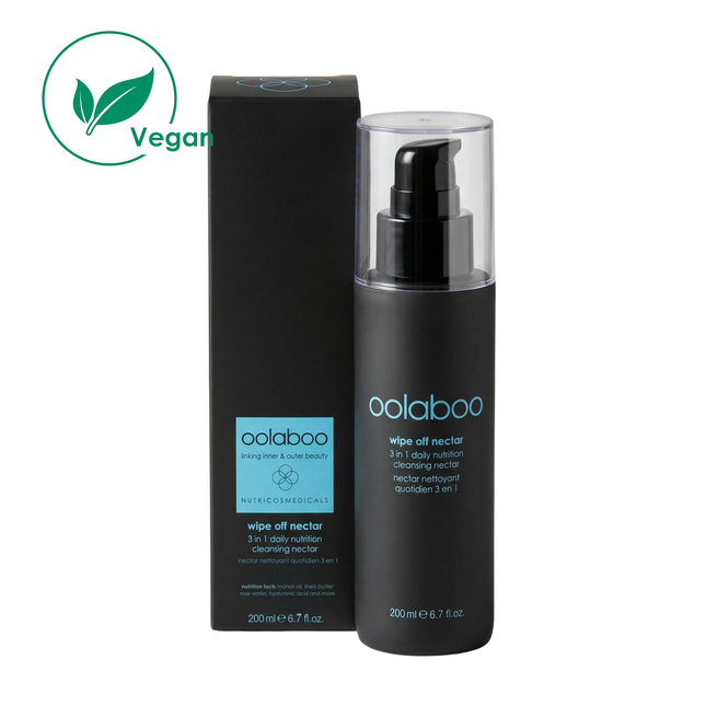 De Oolaboo Wipe Off Nectar is een luxe 3-in-1 product dat reinigingsmelk, make-up verwijderaar en tonic combineert in één milde samenstelling. Ideaal voor iedere huidconditie, zelfs de meest gevoelige huid.