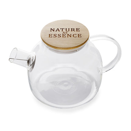 Glazen theepot voor losse thee, inclusief zeef in schenktuit.