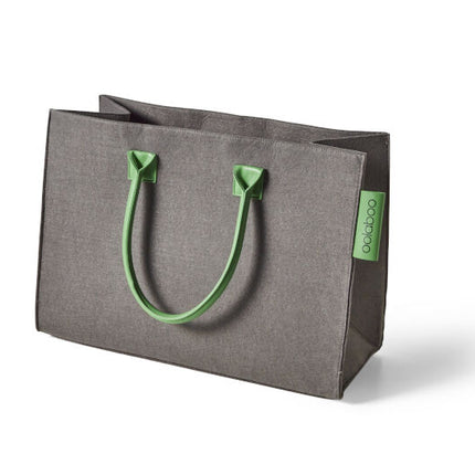 Oolaboo shopper, grijs met groene details.