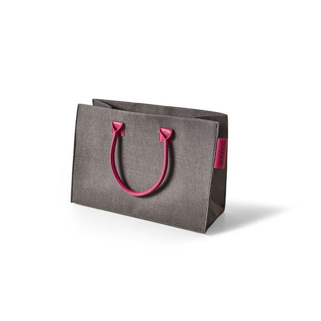 Oolaboo shopper, grijs met roze details.